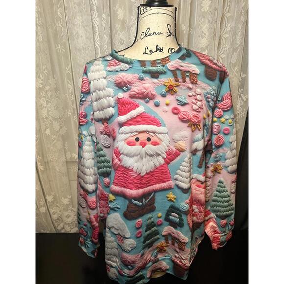 Holiday Time Sweaters - 3D Santa Christmas Sweater – Festive Holiday Pullover – Size M